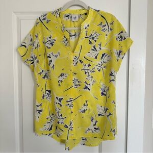 CAbi Yellow and Blue Floral Blouse